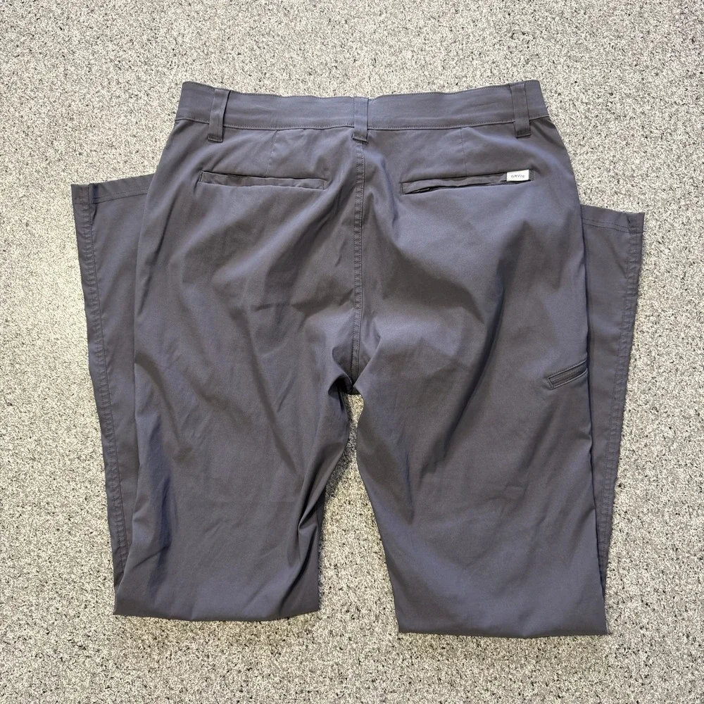 Orvis Tech Chino Pants Mens 36x34 Grey Hiking Outdoor Stretch Nylon Water Repel